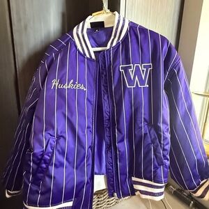 University of Washington  Anthropologie Purple Varsity Jacket huskies UW WORN 1x